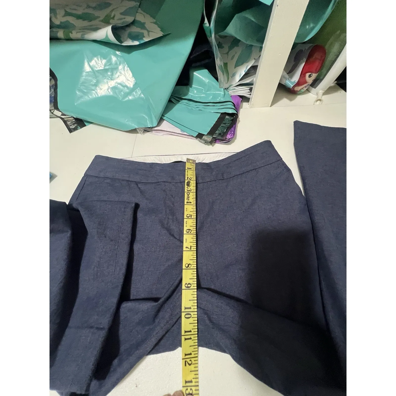 Talbots Womens Blue Slim Crop Dress Pants Size 4 Career High Rise Cotton Blend - Image 10