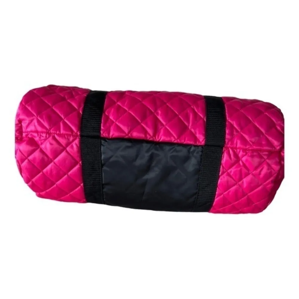 Women Pink Quilted Overnight Duffle Gym Bag Size L - Image 7