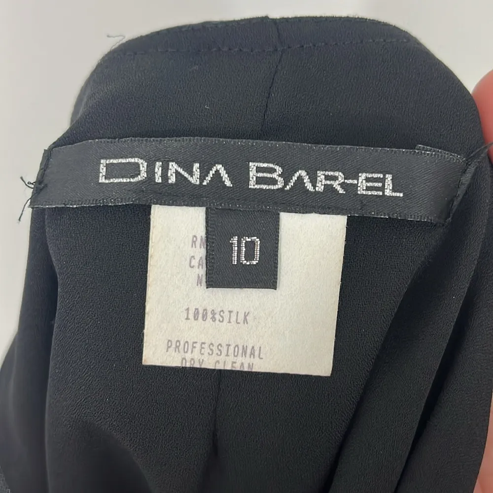 New Dina Bar-El Nordstrom Vintage 90s Size 10 Black Silk Pencil Skirt - Image 11