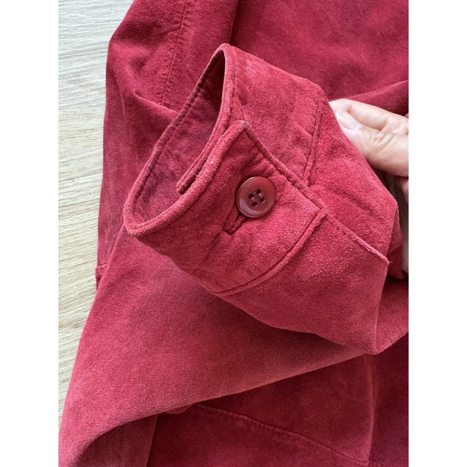 VTG Pendleton Red Suede Leather Jacket Long sleeve Button Up Women’s Size Large - Image 5