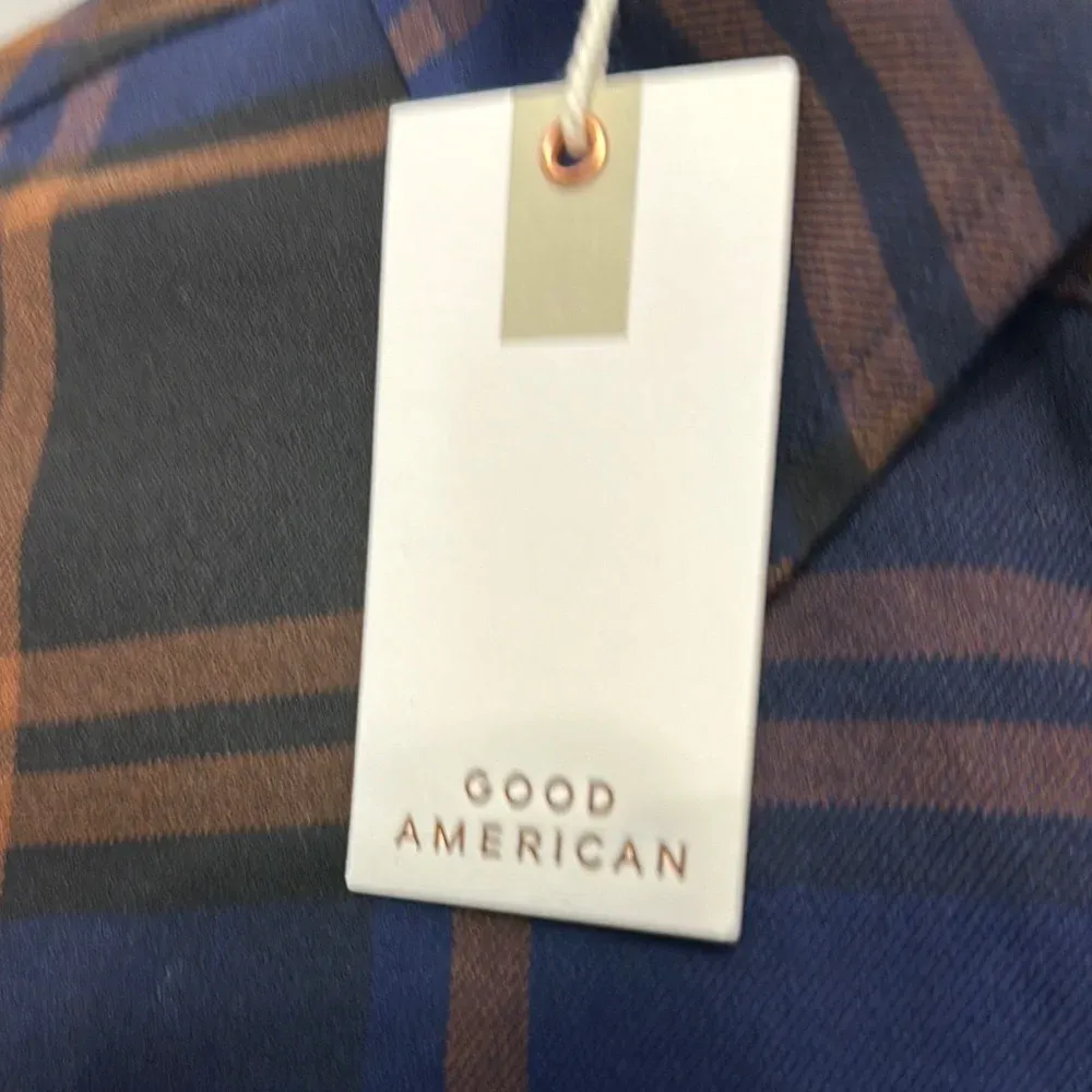 Good American Navy‎ Blue Notched Collar Long Sleeve Flannel - Image 4