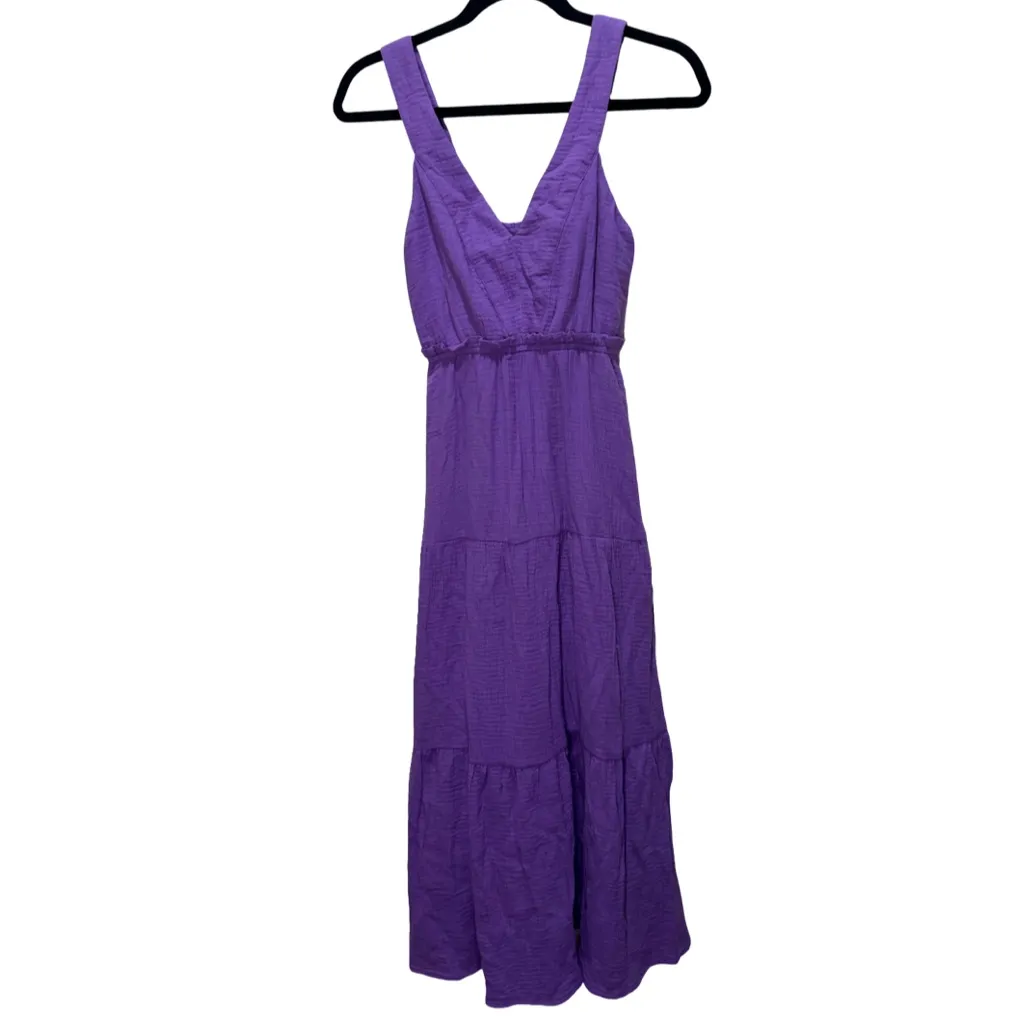Steve Madden Amira Tiered Cotton Midi Dress - Dahlia Purple XS - Image 2