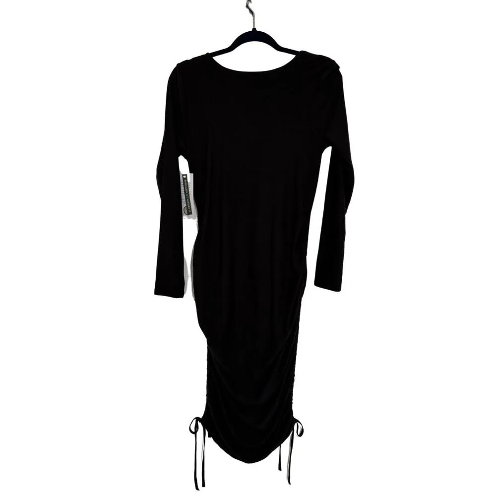 THREADS 4 THOUGHT Thia Luxe Jersey Ruched Midi Knit Dress Black NWT Medium - Image 7