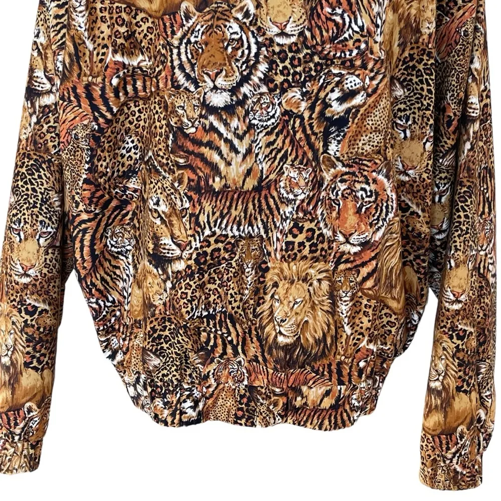 Vintage The Shell Game Animal Print Bomber Jacket Womens Size M Oversized Unisex Brown Size M - Image 8