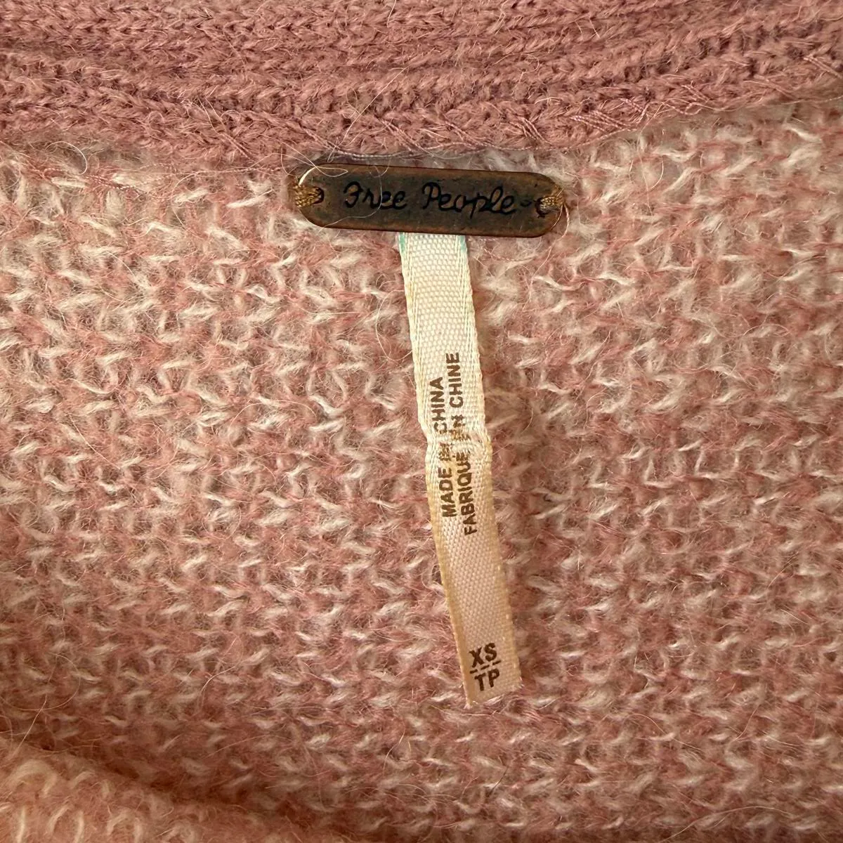 Free People Pink Floral "Purple Rain" Wool Blend Cropped Sweater - Size - XS - Image 6