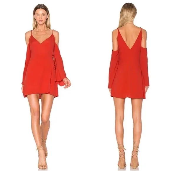 Lovers + Friends Bell Sleeves Cutout Wrap Love Letter Mini Dress size XS - Image 2