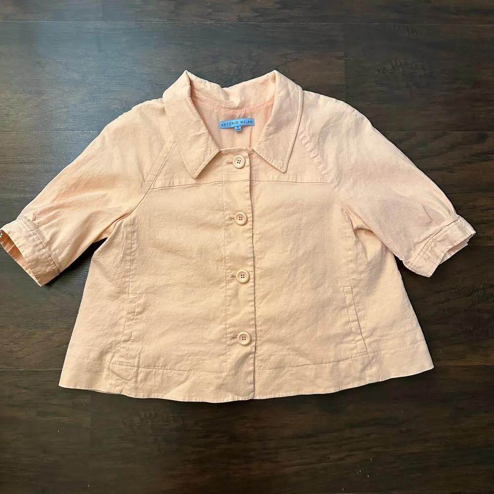 Antonio Melani peach orange short sleeve button front jacket size 12 - Image 5