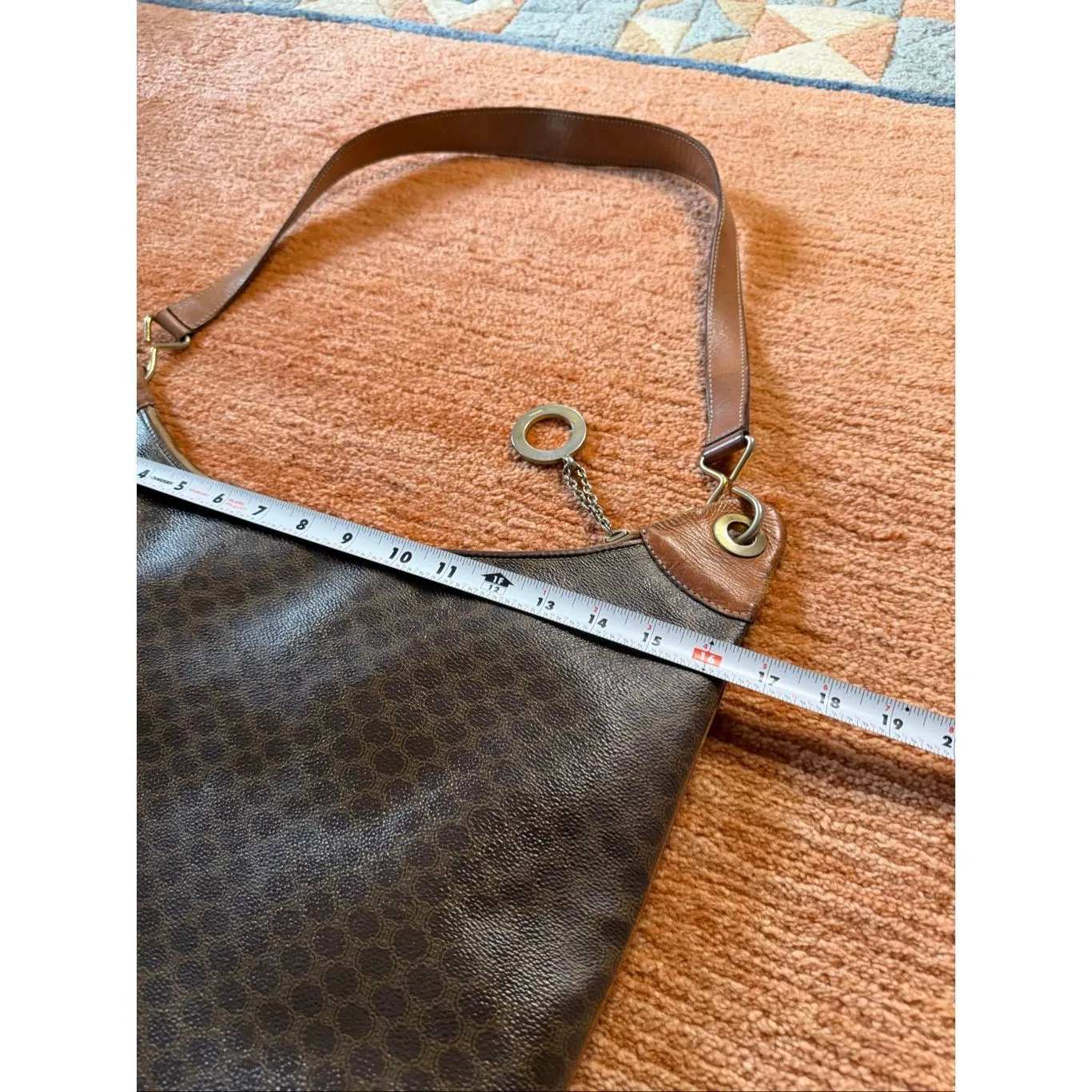 Vintage Celine Paris Brown Macadam Hobo Shoulder Bag Made in Italy - Image 9