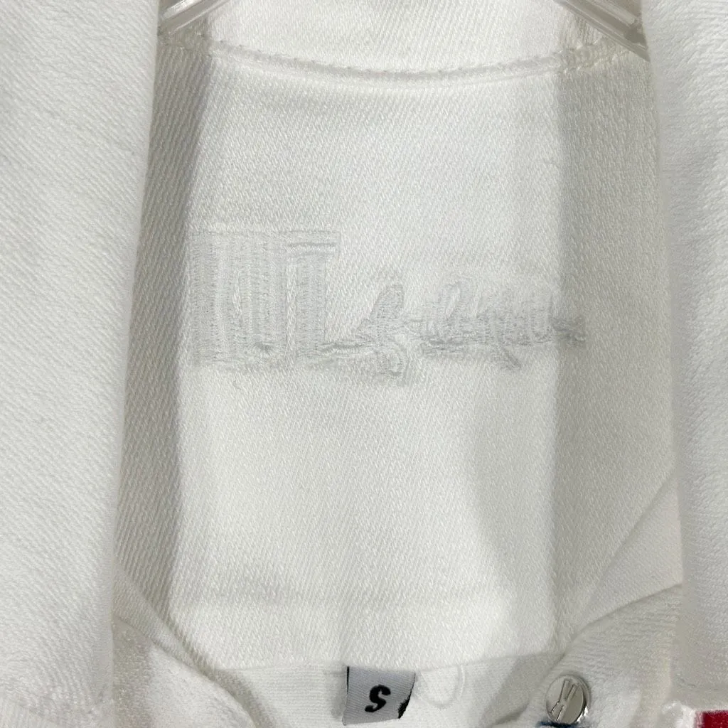 Taylor Swift Denim Vest Custom Embroidered Red Kut from the Kloth Small 1333‎ - Image 4