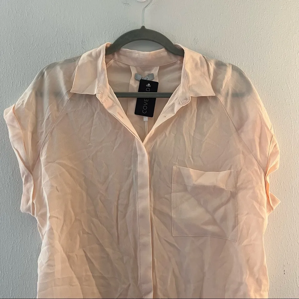 Rails Top Women's Chase Cap-Sleeve Silk Button-Up Top in Blush Pink Sz M BNWT - Image 4