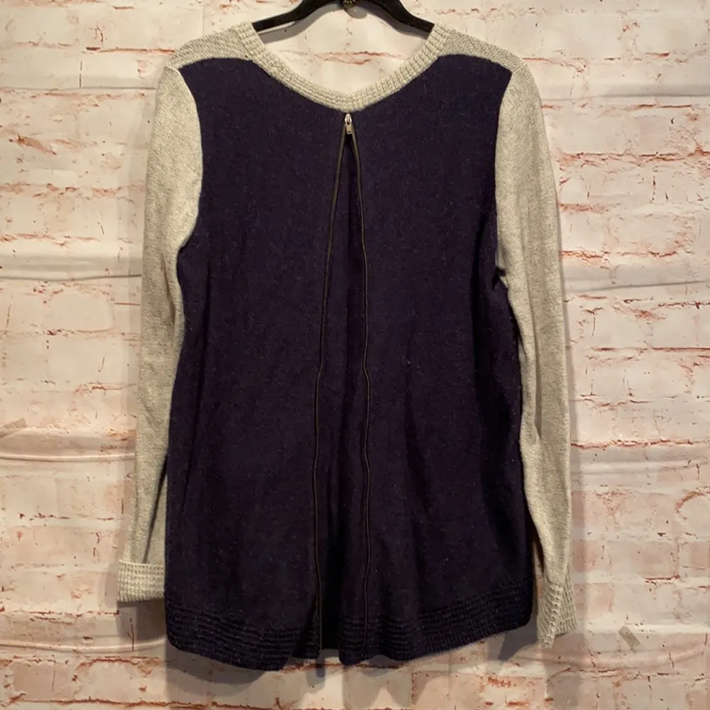 Madewell back zip hi low pullover sweater M grey - Image 9