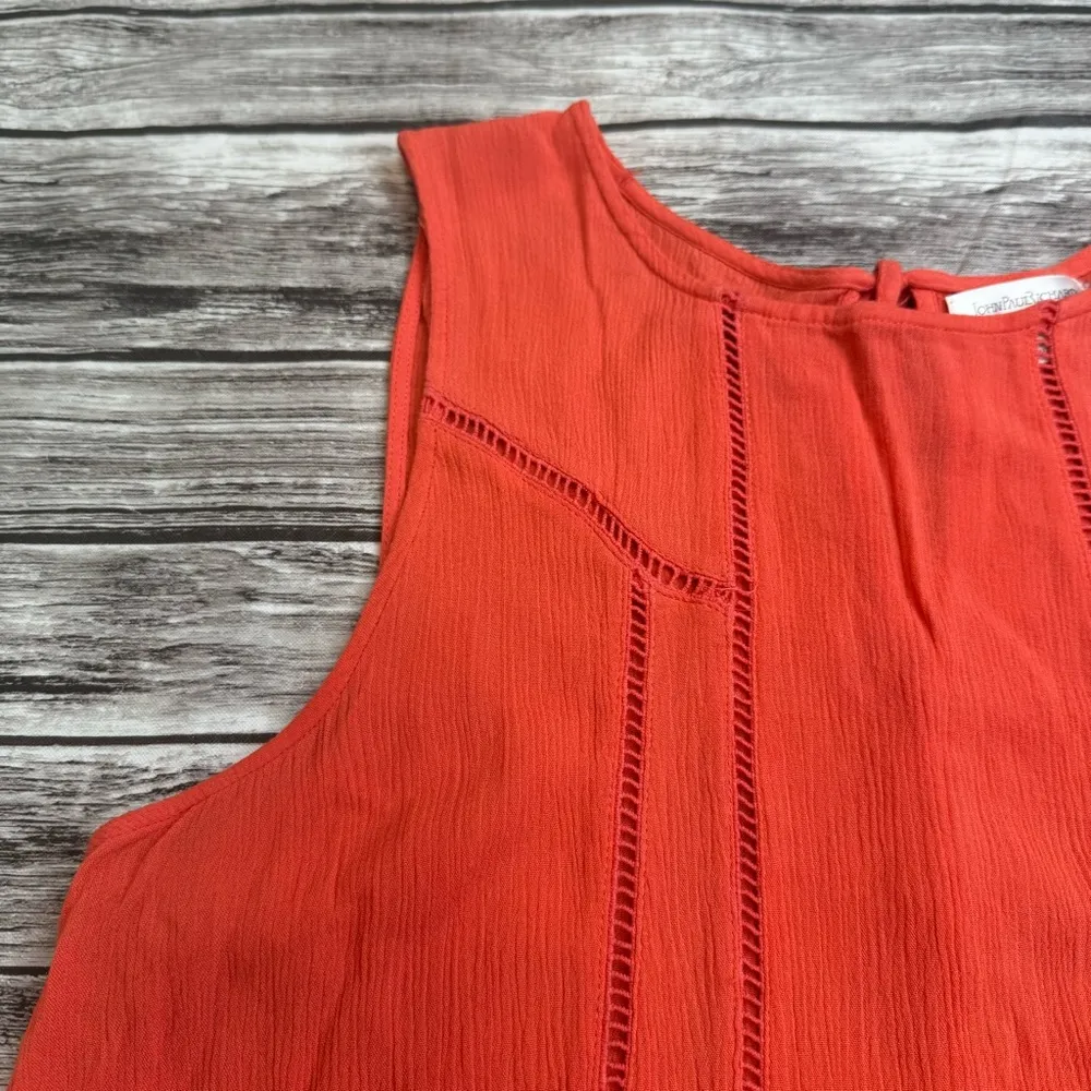 JohnPaulRichard Women's Ruffle Tank Top Salmon Coral Orange XL Extra Large Tie - Image 4