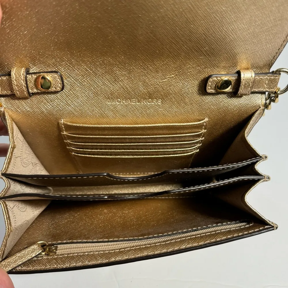 Michael Kors Gold Glitter Crossbody Purse - Image 4