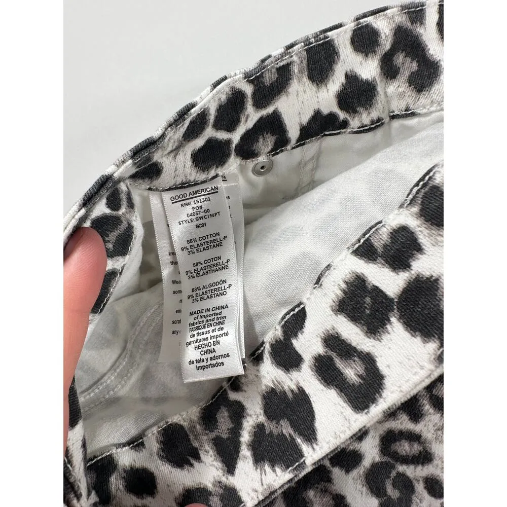 GOOD AMERICAN Good Waist Crop Skinny Jeans In Snow Leopard Size 24 - Image 9