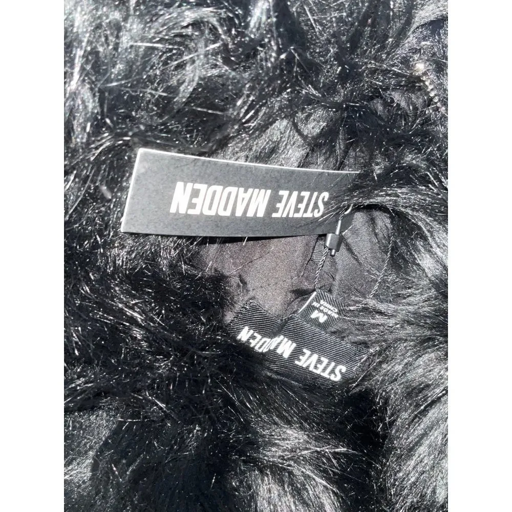 Steve Madden Sylvia Coat in Black Medium New Womens Faux Fur Jacket - Image 9