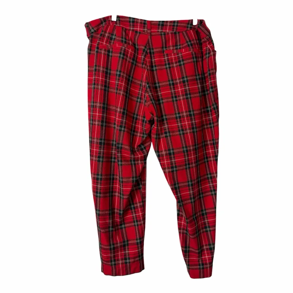 Old Navy High Rise Pixie Skinny Ankle Pants Red Holiday Plaid Women’s Size 22 - Image 6