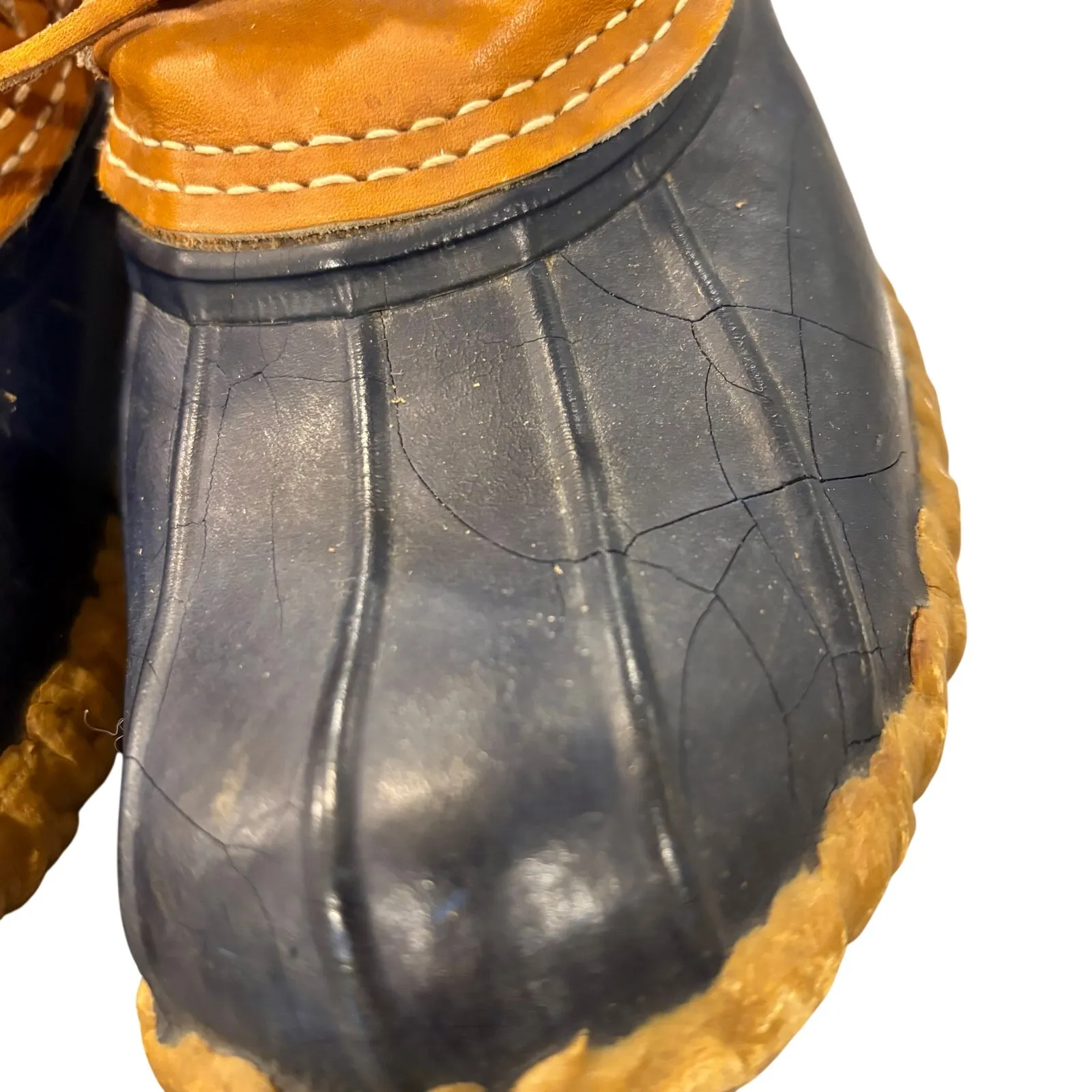 VTG L.L.Bean Bean Boots Navy Tan Rubber Moc Duck Boots, Women's Size 8 - Image 7