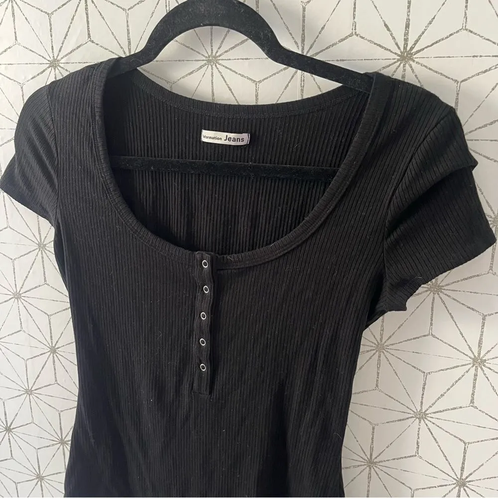 Reformation Ribbed Knit Bodysuit Black - Image 2