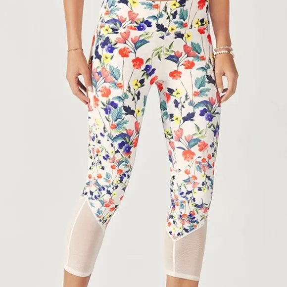 Fabletics‎ Powerhold Poppy Field White Floral Cropped Leggings Size XXS - Image 2