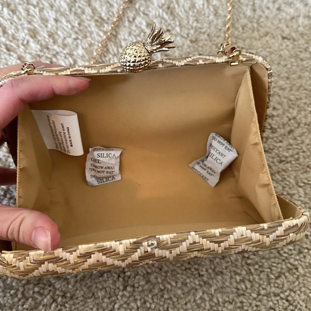NWT adorable, woven purse with gold pineapple detail express - Image 4