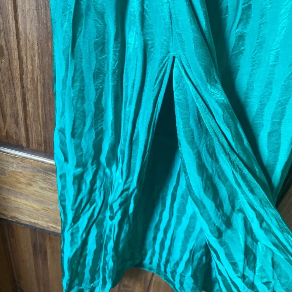 & Other Stories Paris Atelier Twist Knot Green Striped Long Sleeve Midi Dress - Image 7