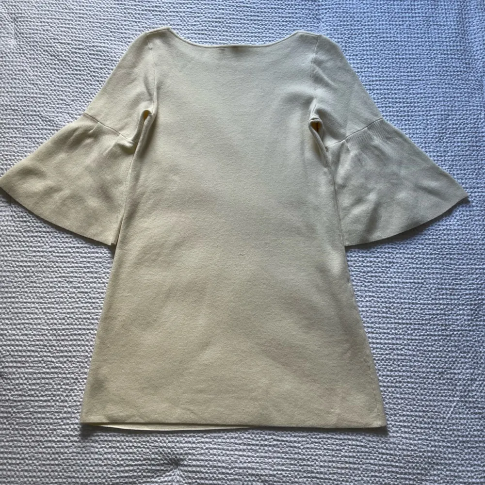 Moth by Anthropology Cream Sweater Mini Dress Tunic Boho Flare Sleeve Size XS - Image 4