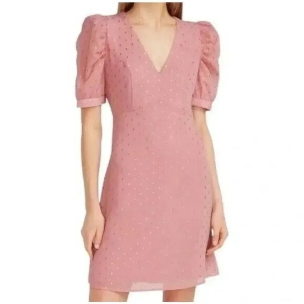 Express Pink Metallic‎ Clip Dot Mini Dress XS - Image 2