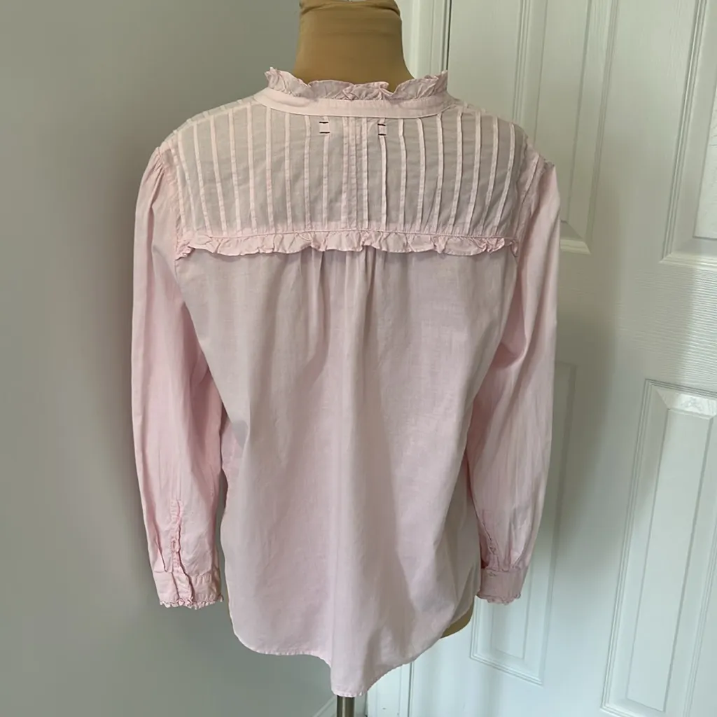 Xirena Pintuck Ruffle Trim Pink Button Down Shirt Size M - Image 2