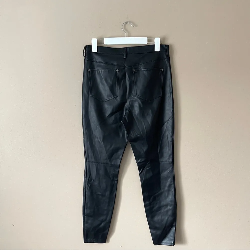 FREE PEOPLE | Black Vegan Faux Leather High Rise Long & Lean Pants Sz 31 - Image 5