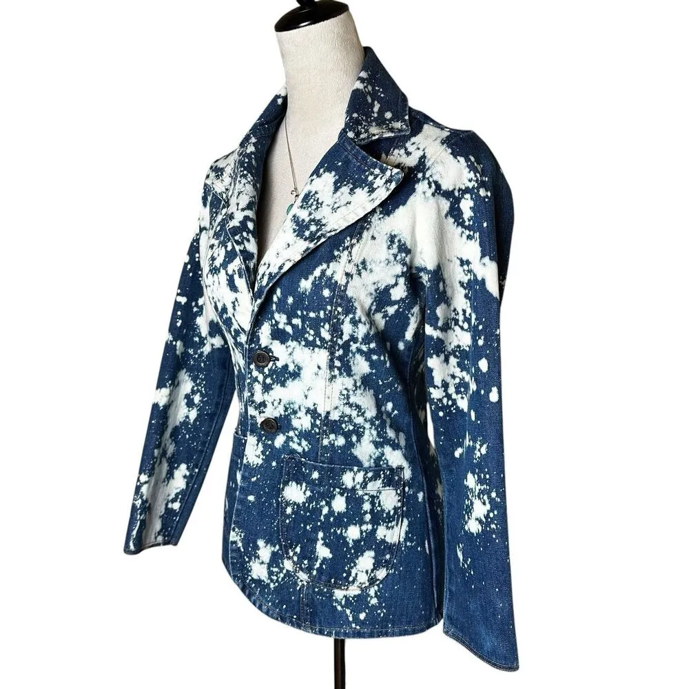 Vintage Wrangler Bleached Denim Blazer Jacket S | Western Grunge Streetwear - Image 4