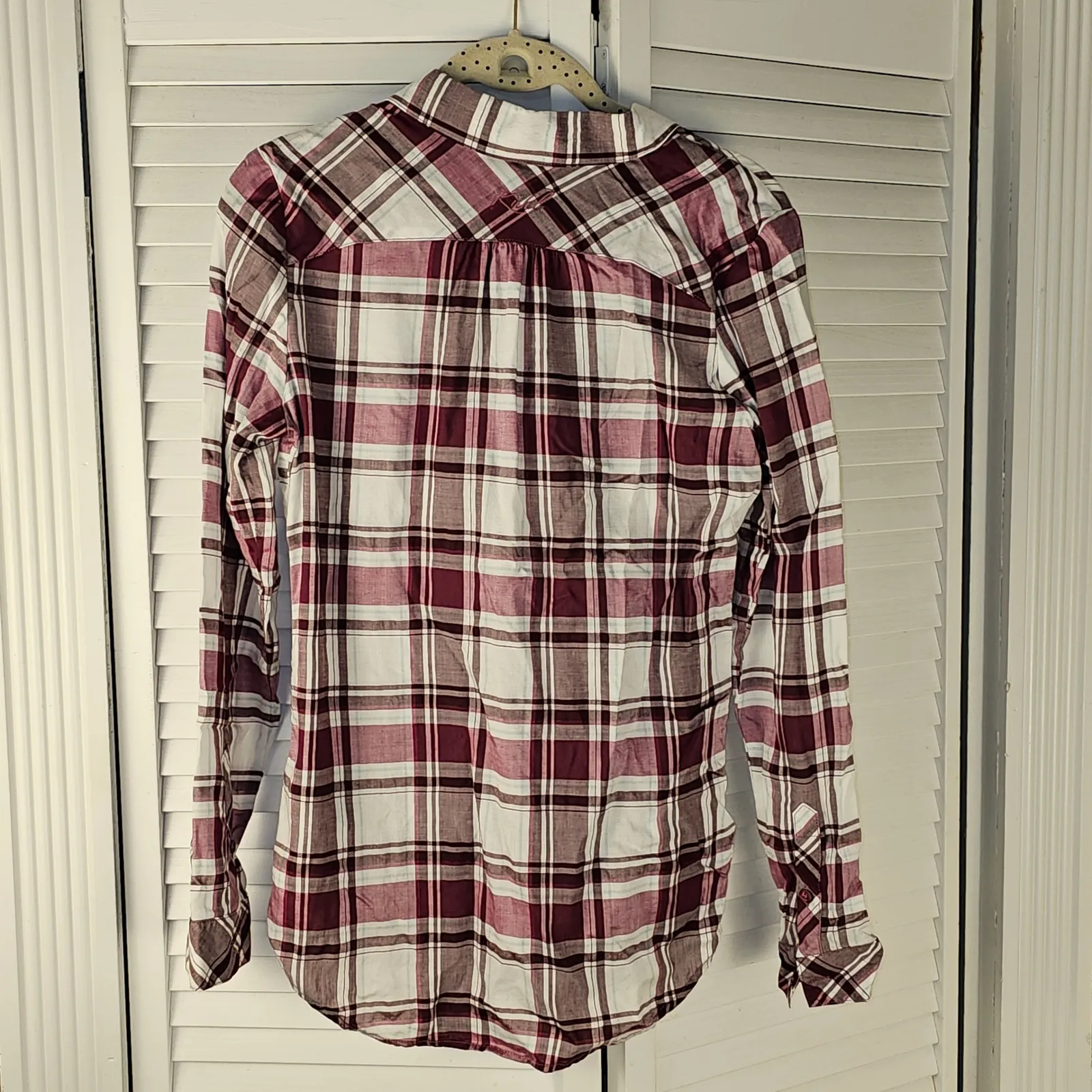Kuhl Womens Burgundy Plaid Lexi Long Sleeve Lightweight Button Down Shirt XS‎ - Image 2