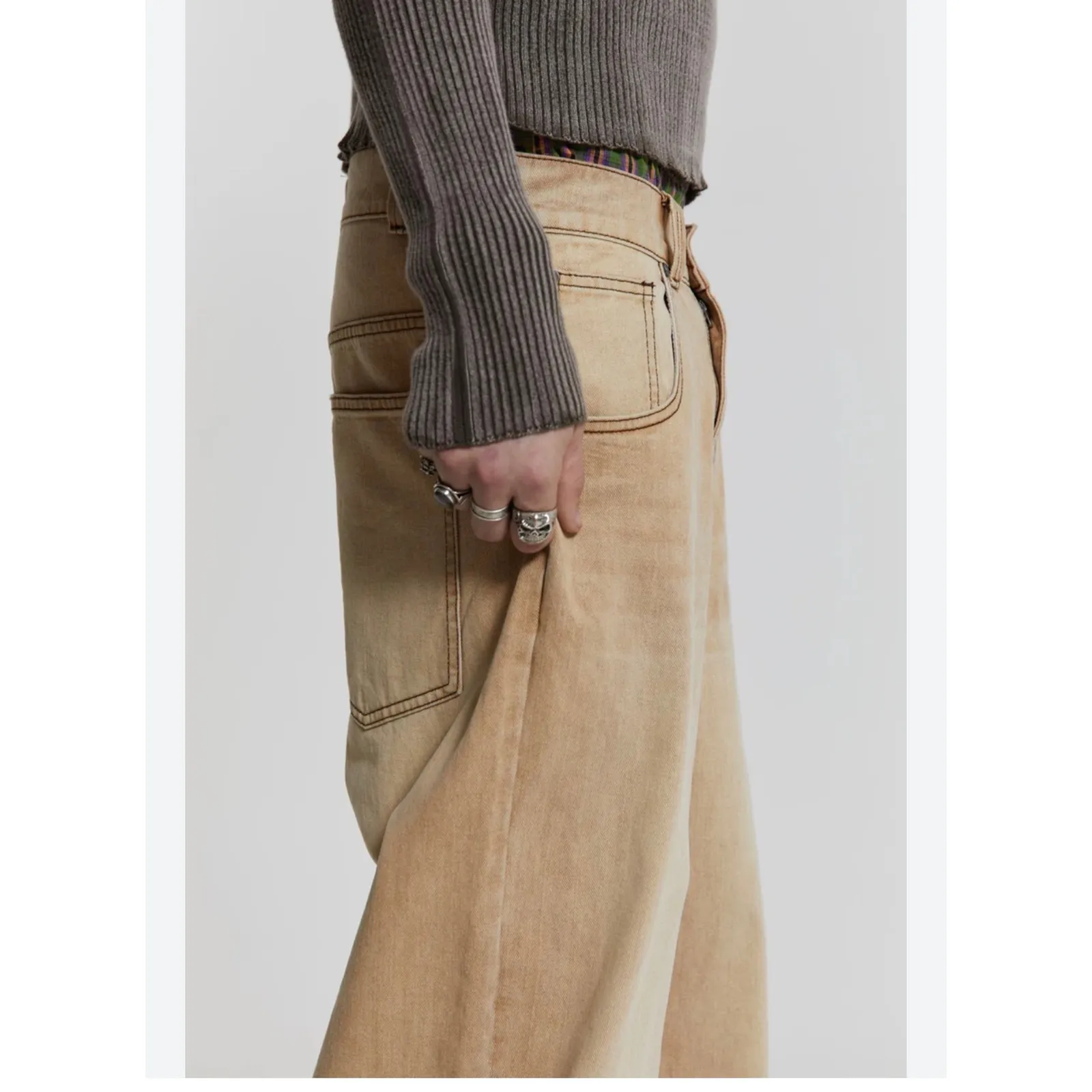 NEW Jaded London Colossus Baggy Jeans in sand size 25 - Image 5