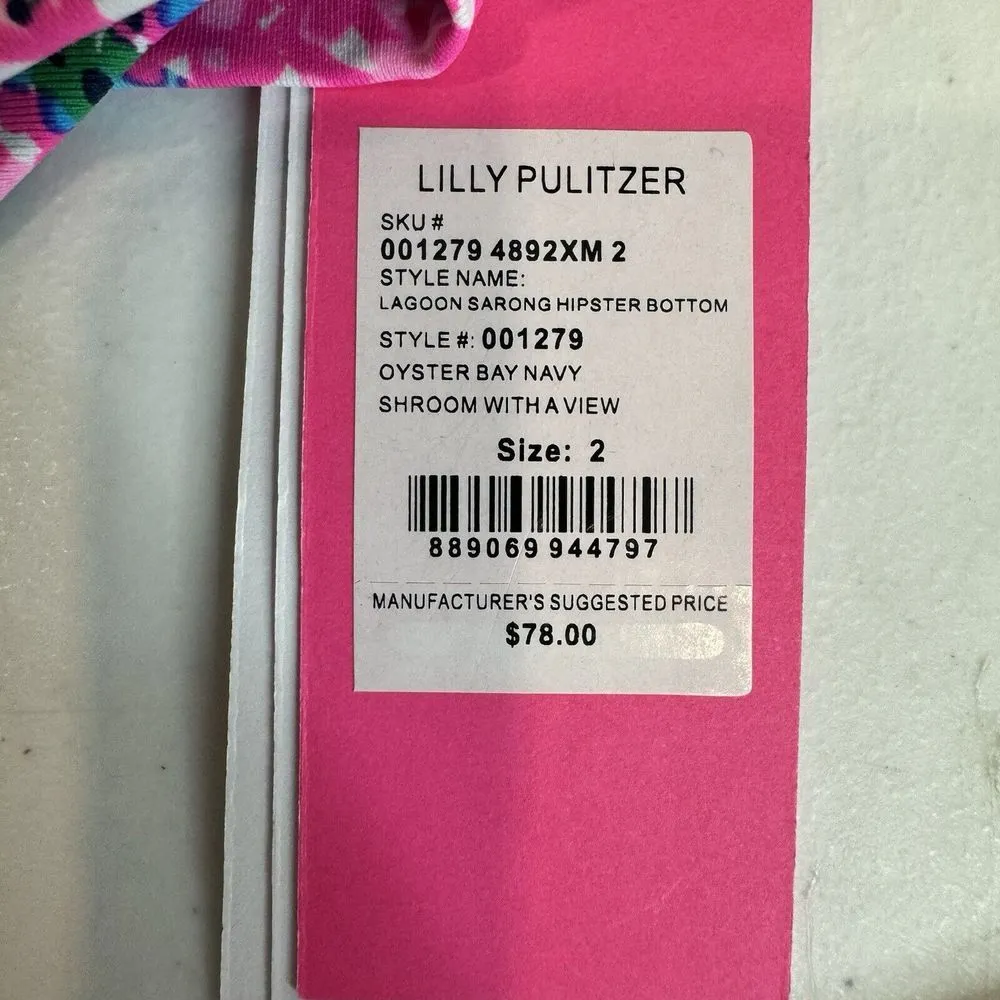 NWT Lilly Pulitzer Lagoon Sarong Hipster Bikini Bottom Sz 2 Oyster Bay Navy $78 - Image 5