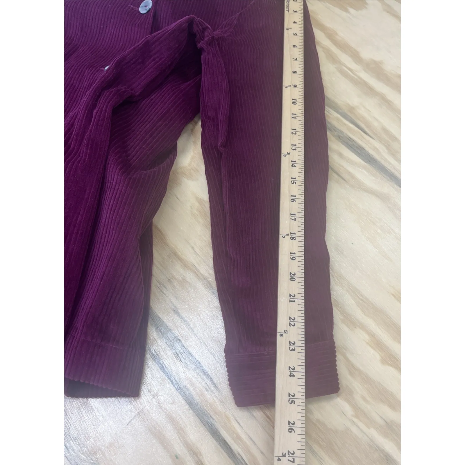 Woman Within Wide Wale Corduroy Shacket Button Chore Jacket Size 14/16 Purple - Image 12