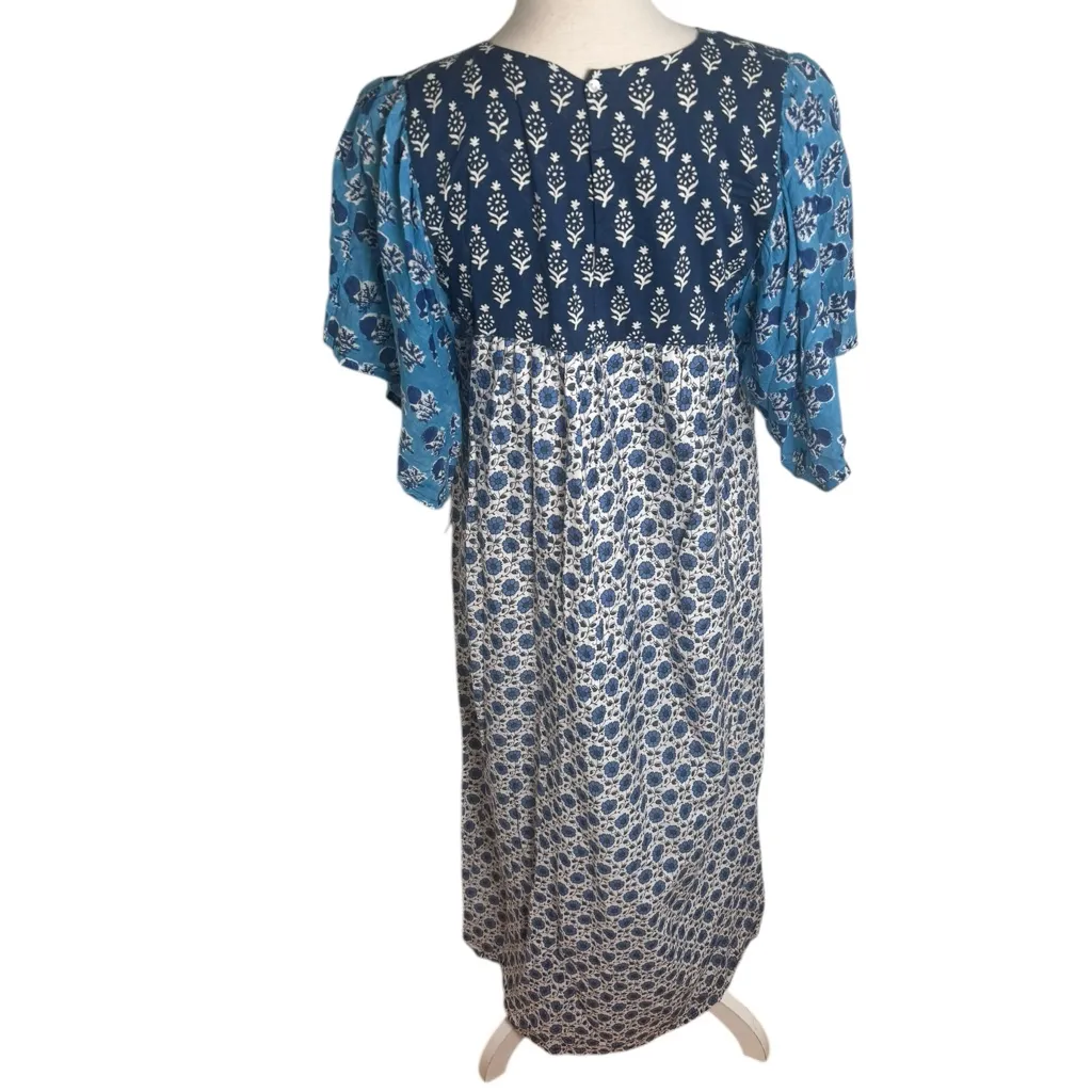Emerson Fry Basalie Midi Dress in Patchwork Blues S Blue - Image 3