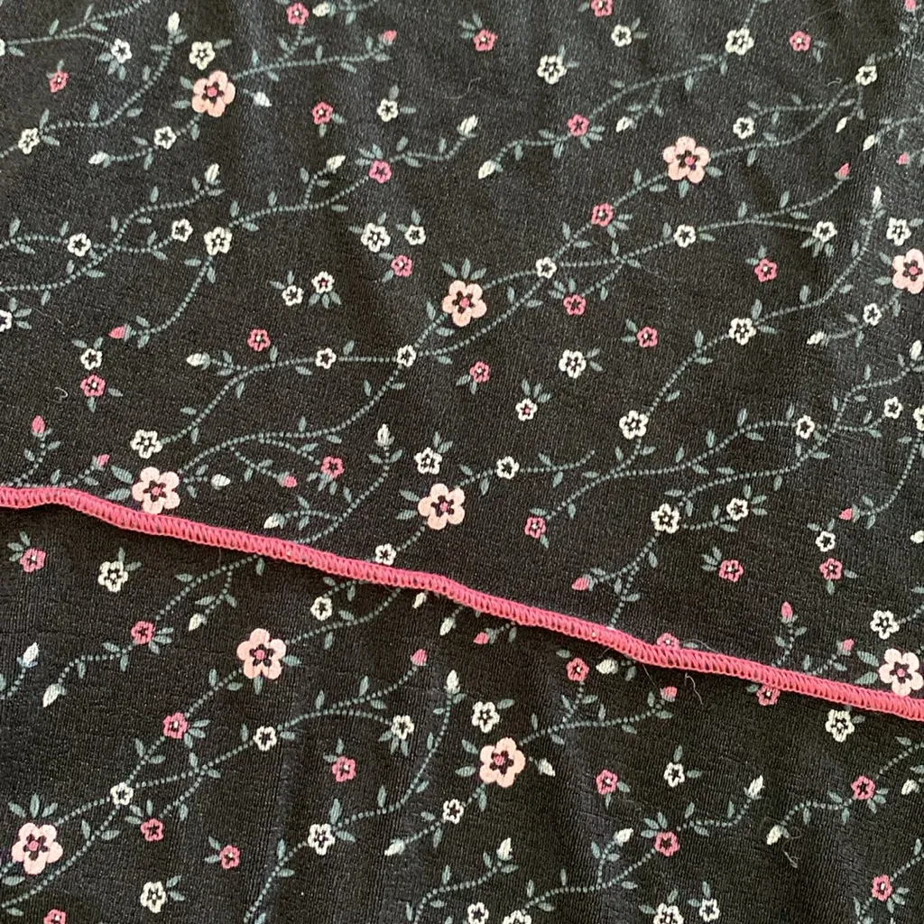 Y2k vintage midi slip skirt ditsy floral black pink small - Image 2