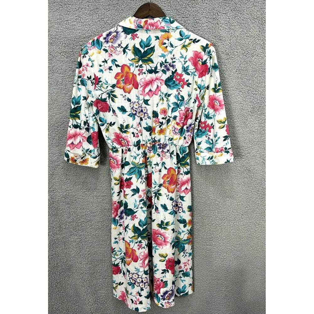 Breli II Floral Midi Dress 10‎ White Cottagecore Garden Party Vintage USA - Image 2