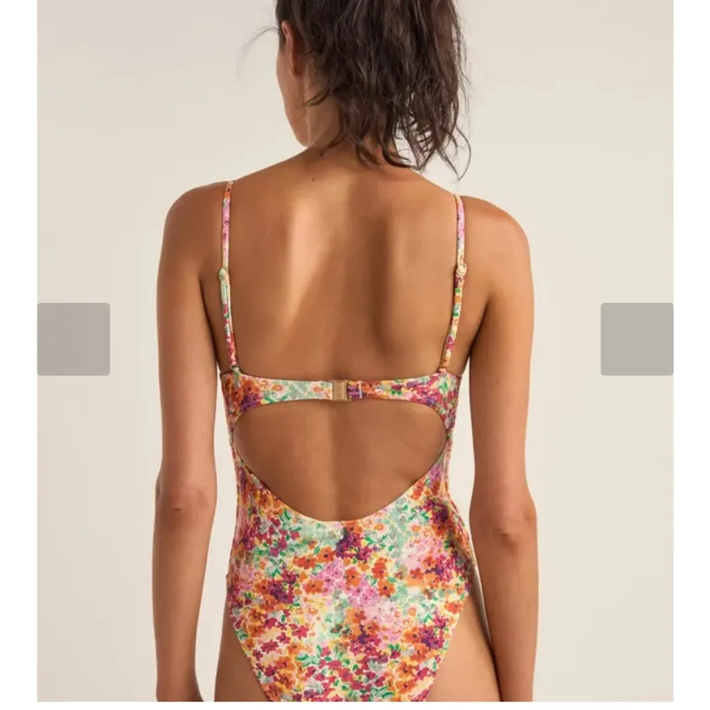 Free People RHYTHM WOMENS SWIMSUIT SIERRA FLORAL TIE FRONT ONE PIECE Medium - Image 3
