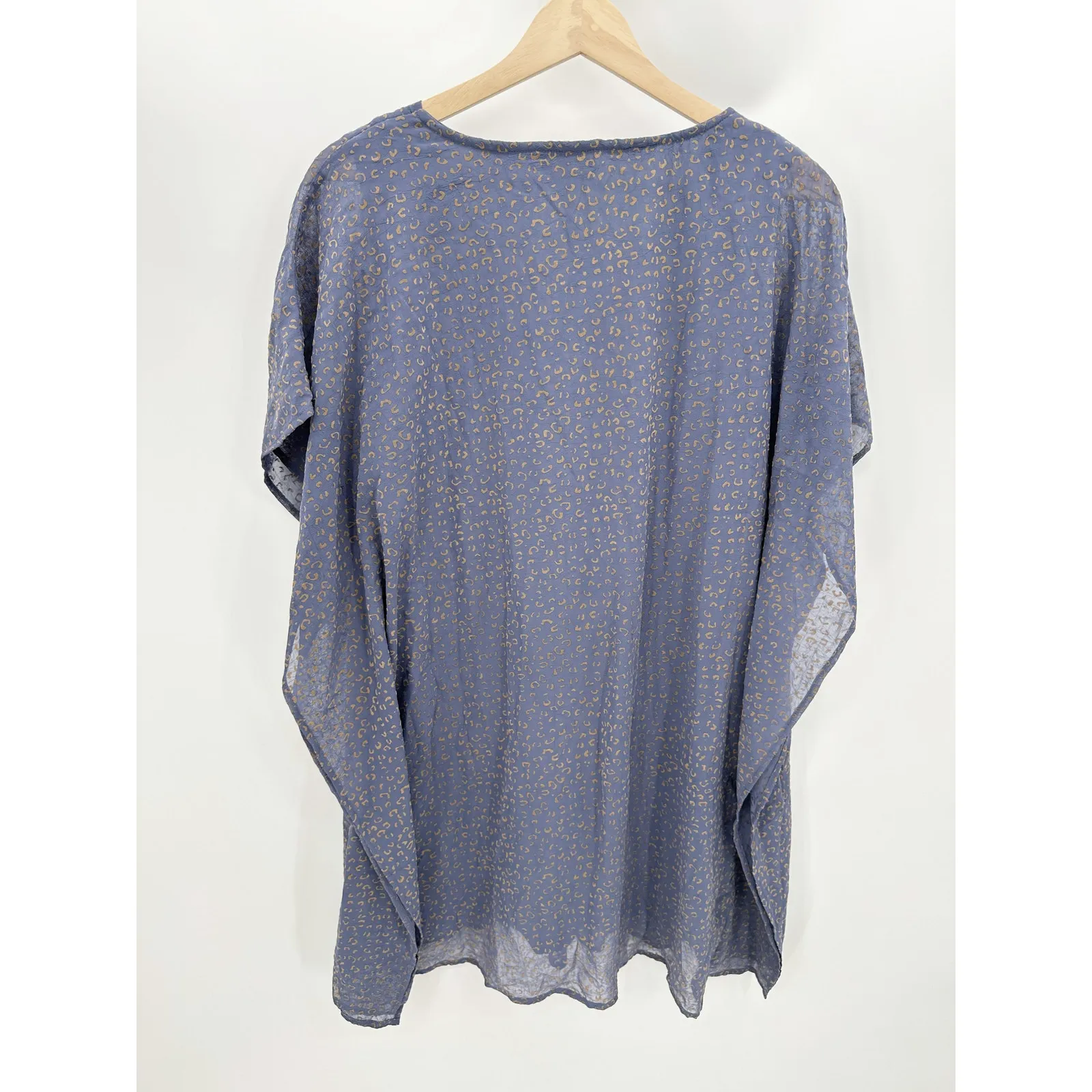 Entro Womens Blue Sheer Oversized Tunic Mini Dress Size S Flowy Boho Fairy - Image 2