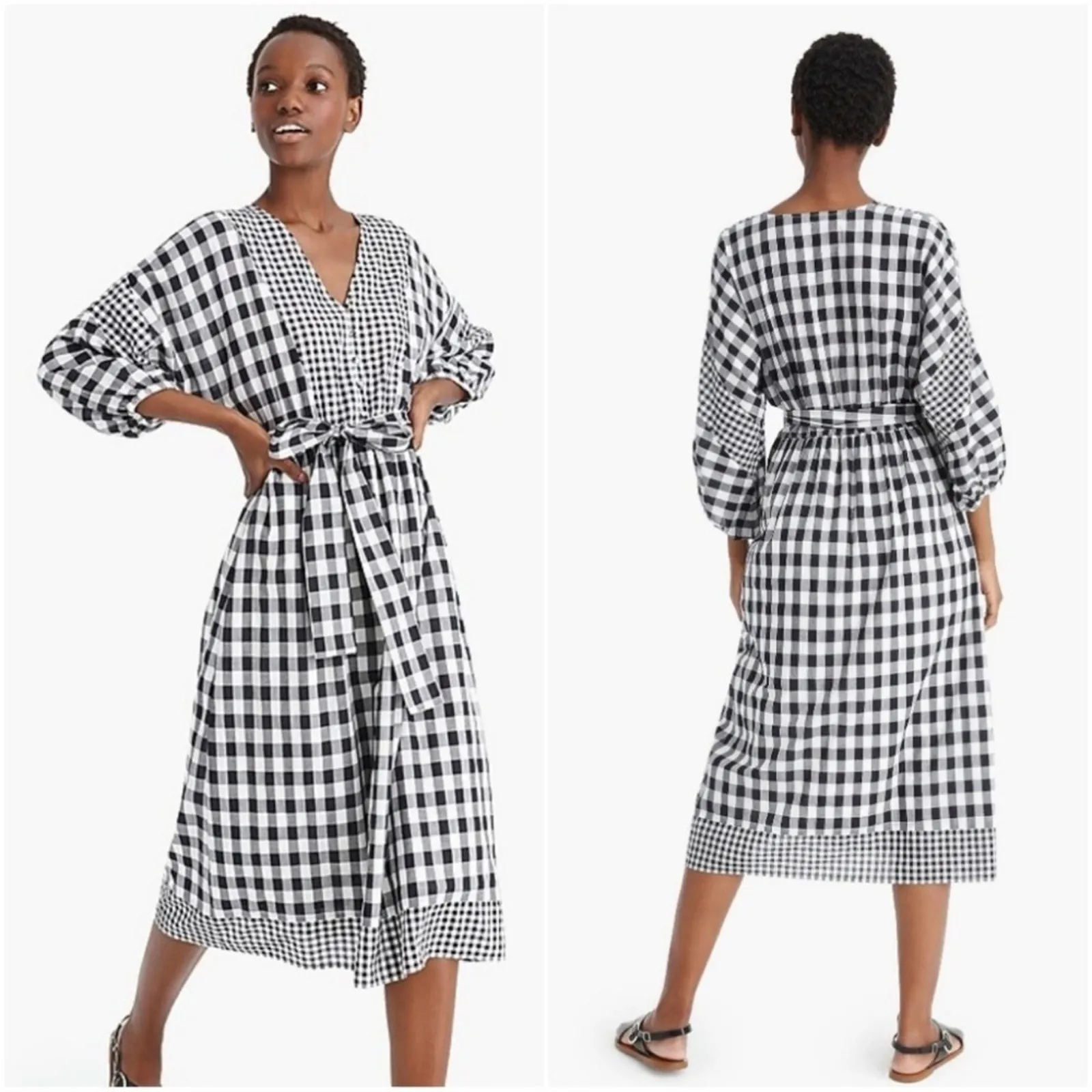 J Crew Tie Waist Button Front Dress in Organic Cotton Size XS - Image 2