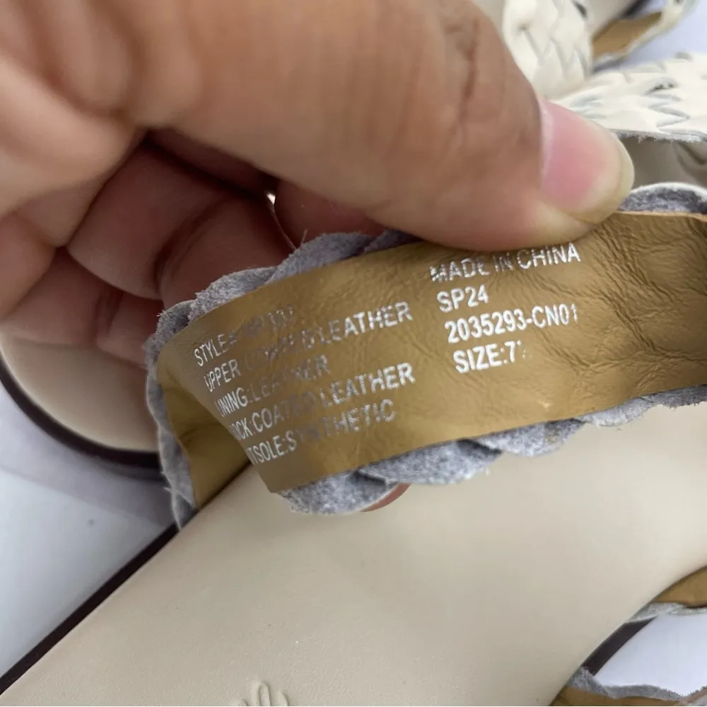 Madewell Mena woven leather cream slide sandals women’s Size 7 - Image 10