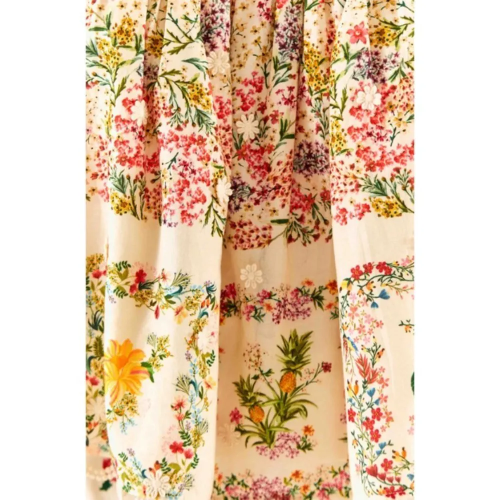 💕FARM RIO💕 Delicate Forest Scarves Blouse ~ Micro Floral Print Small NWT - Image 11