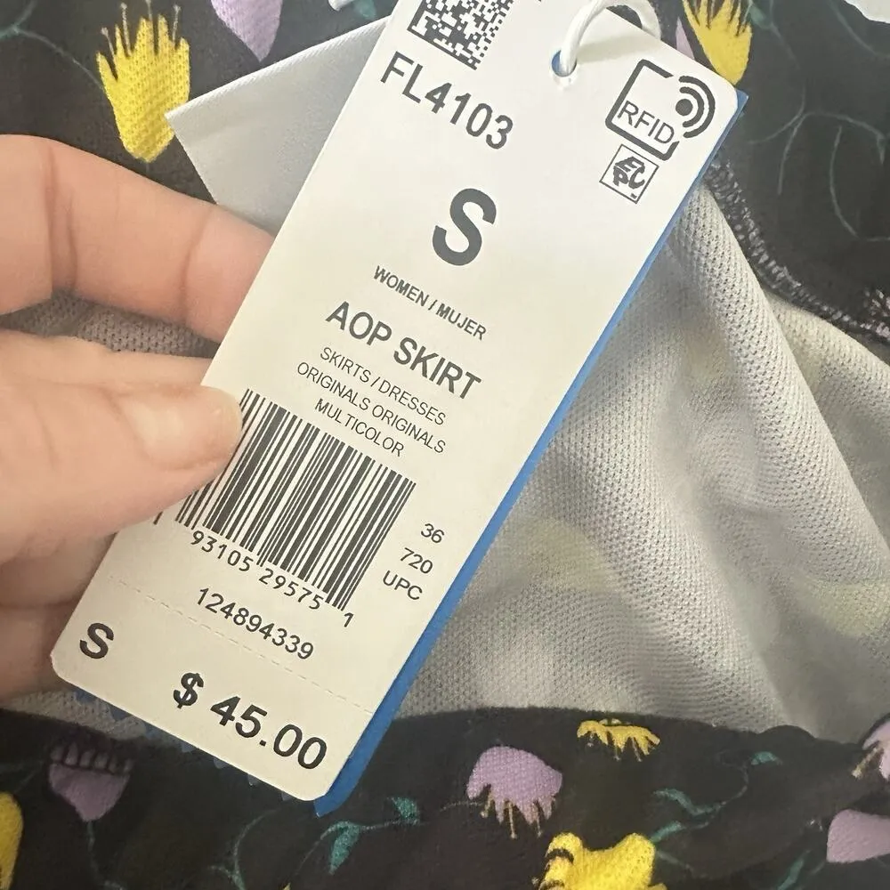 Adidas Originals AOP Skirt Women’s Size Small A-Line Floral Active Skirt Black - Image 8
