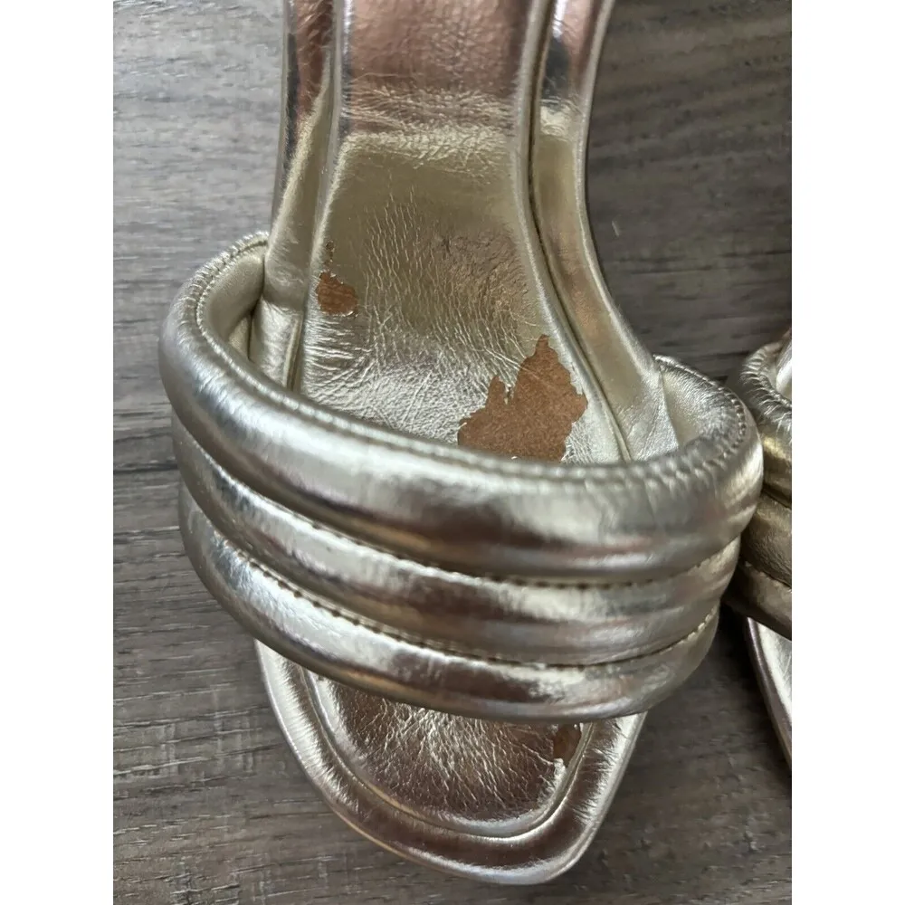 Tory Burch Puffed Up Sandal Womens 6 Gold Metallic Tubular Strap Open Toe Comfy - Image 3