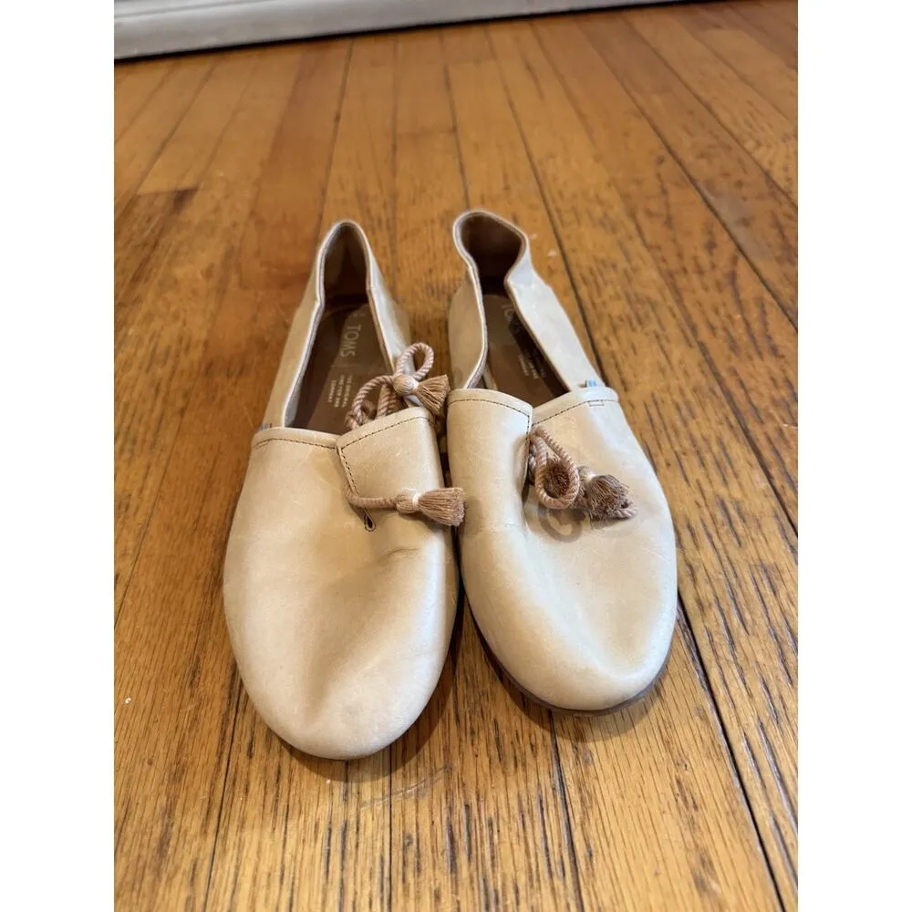 Toms Kelli Flats Women Leather Shoes sz 9.5 Slip on Minimalist fashion tan - Image 3