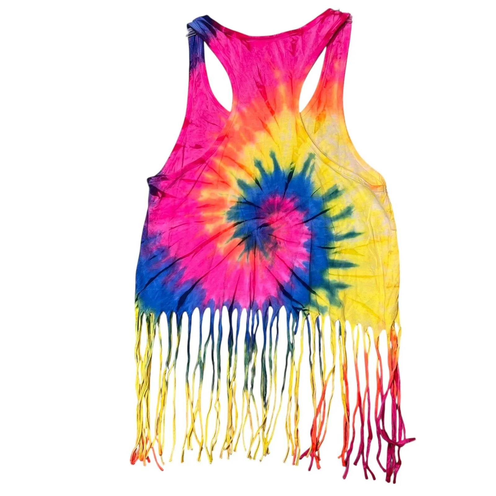Beach By Exist Tank Top Womens Medium Multicolor Orlando Florida Fringe Tie Dye - Image 3