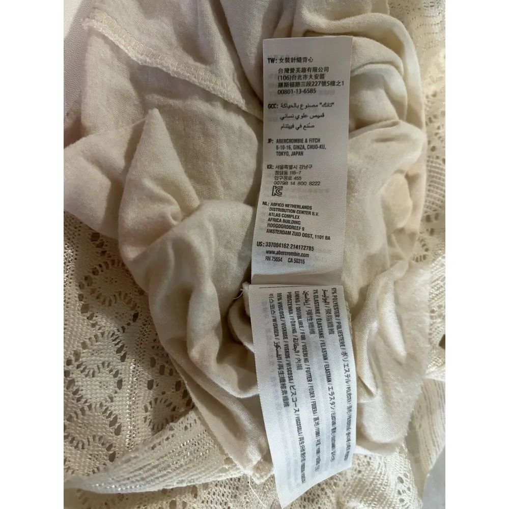 Hollister Halter Crocheted Raw Hem Lined Sleeveless Top Size XS‎ Ivory Keyhole - Image 8