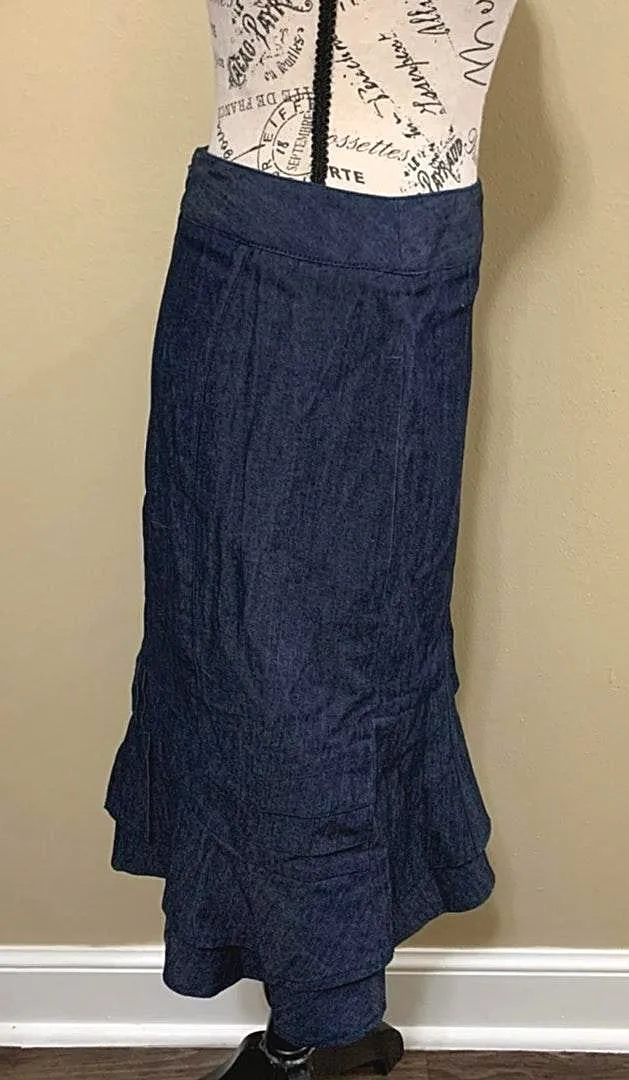 Blue Denim Ruffle Skirt Size 8 - Image 2