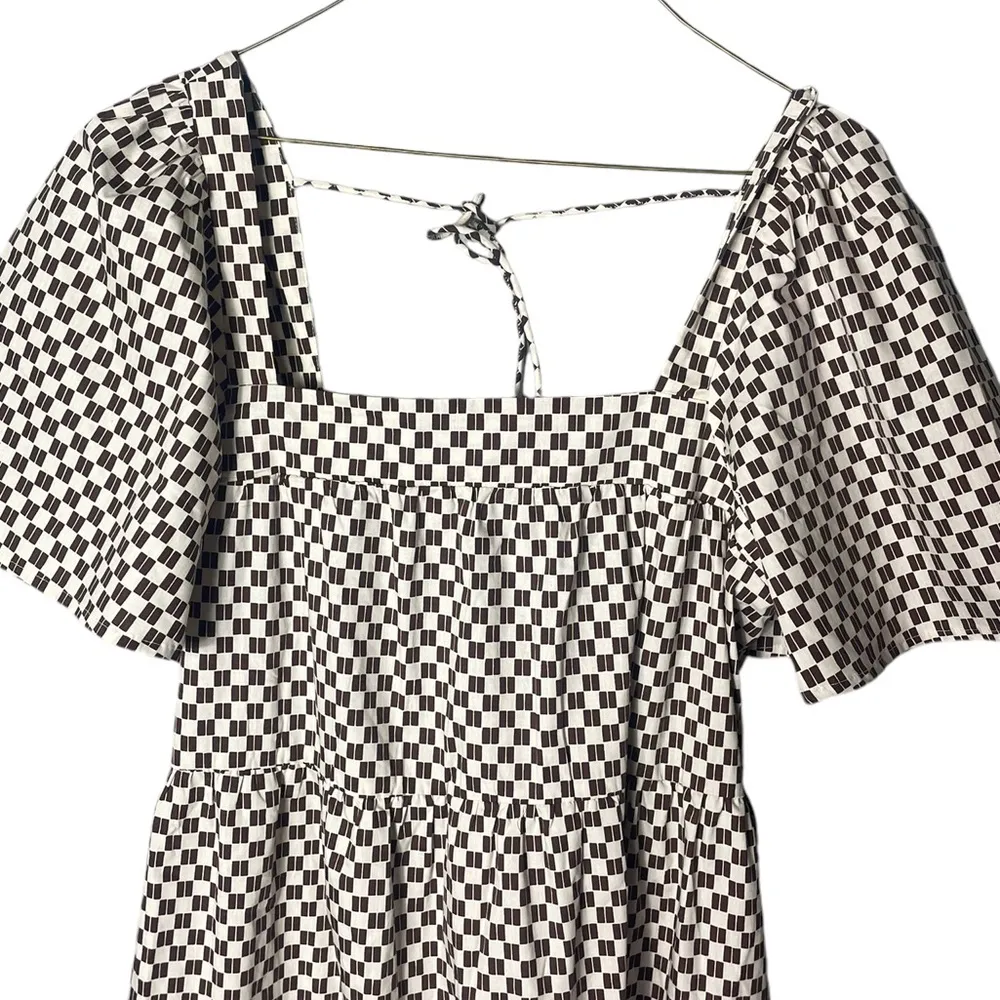 Abercrombie Women’s Medium Brown Checkered Trapeze Mini Dress New NWT - Image 3
