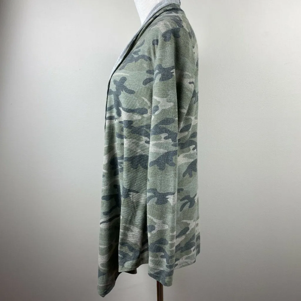 12PM by Mon Ami Cardigan Sweater Womens Small Green Army Camo‎ Open Lightweight - Image 8